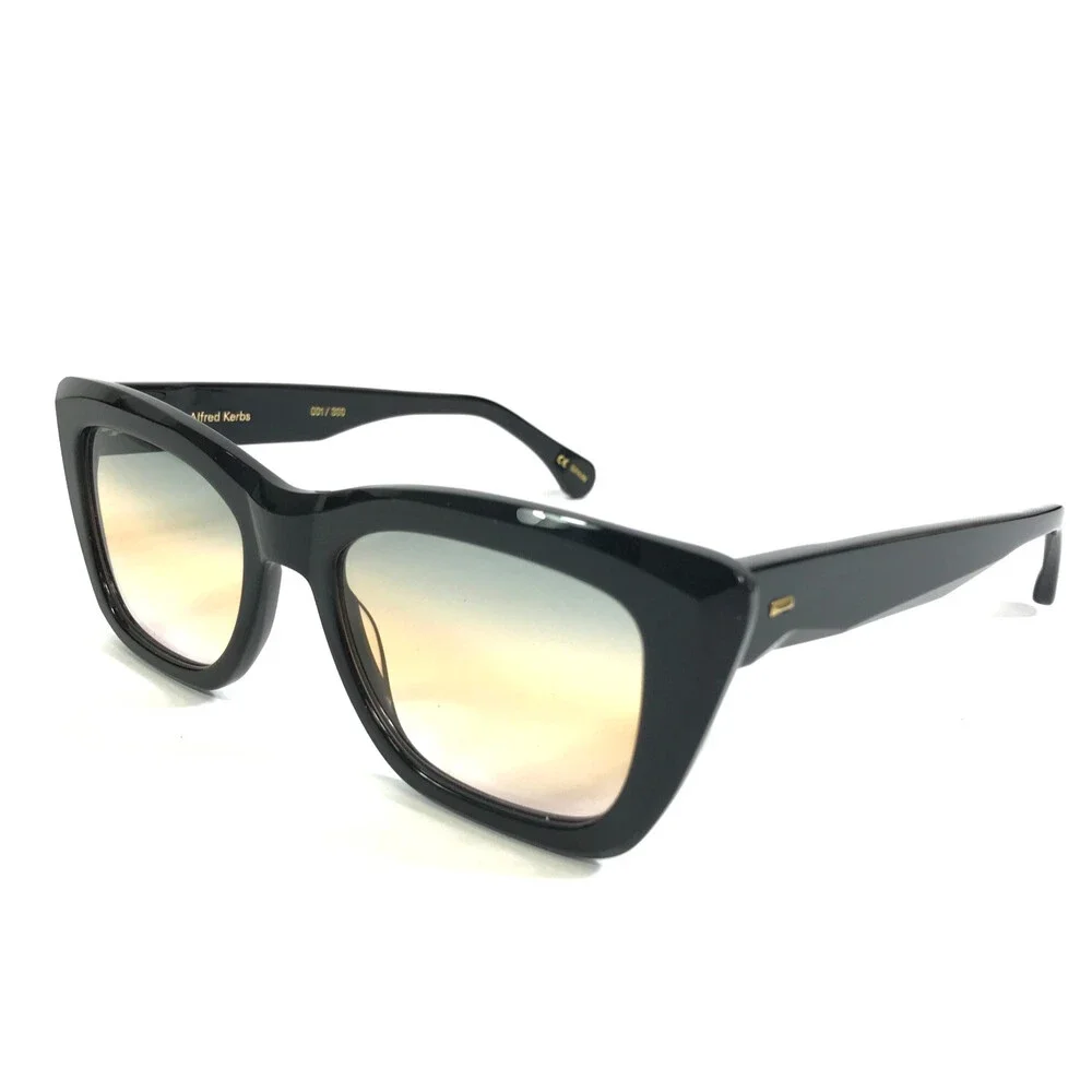 Alfred Kerbs Sunglasses SYLVIA BK Black Cat Eye with Blue Orange Gradient Lenses